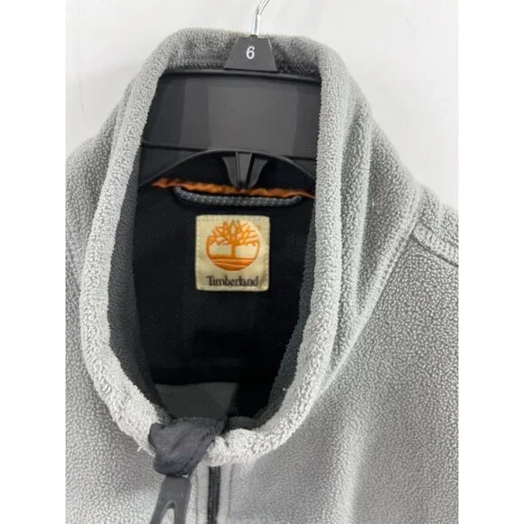 Timberland Mens Gray Full-Zip Fleece Vest L With Pockets - Picture 2 of 8